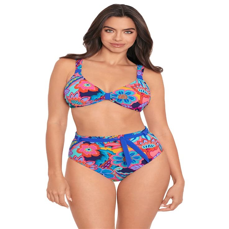 Skinny Dippers Women's Swimwear Tapestry Cherry Dip High Waist Tummy Control Swim Bottom, Multi, Small