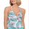 Salt + Cove Womens Swimwear Medium Halter Tankini Top Blue M view 1