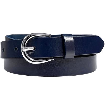 Women's Dress Belt Casual Fashion Waist Skinny Belt 1"(25mm) wide, Multi-Style Options (Style 1 - Premium Leather Smooth Navy, 40)
