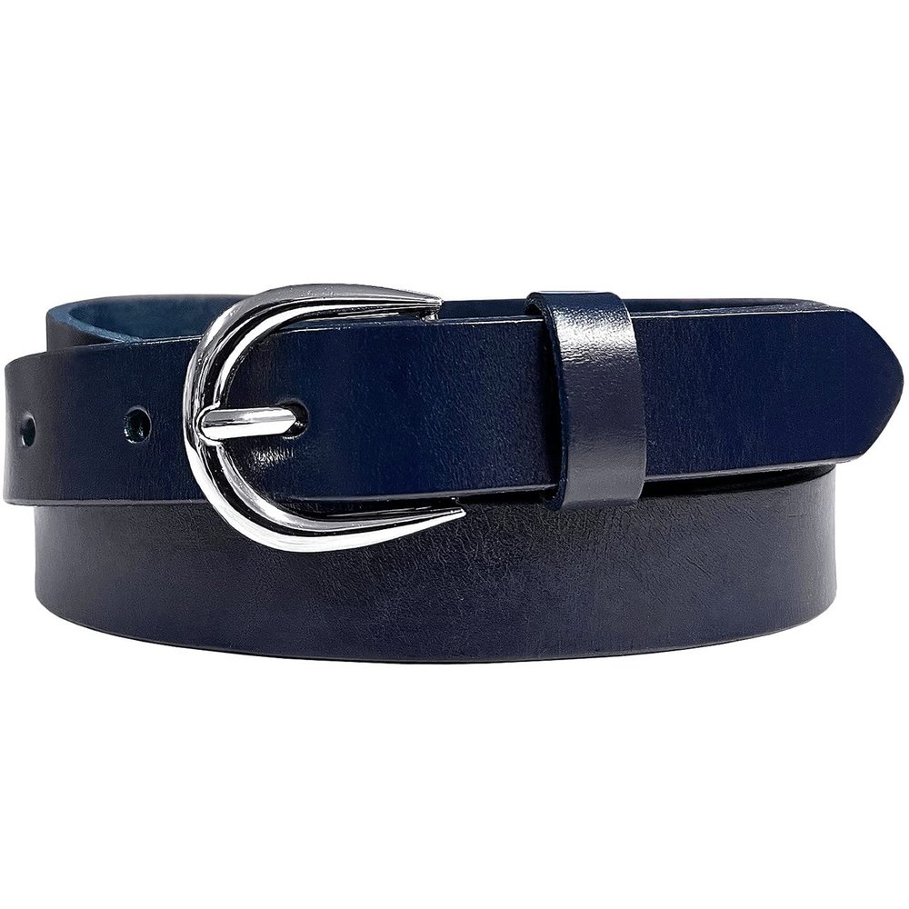 Women's Dress Belt Casual Fashion Waist Skinny Belt 1"(25mm) wide, Multi-Style Options (Style 1 - Premium Leather Smooth Navy, 40)