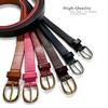 Women's Dress Belt Casual Fashion Waist Skinny Belt 1"(25mm) wide, Multi-Style Options (Style 1 - Premium Leather Smooth Navy, 40) view 3
