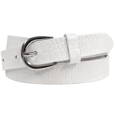 Women's Dress Belt Casual Fashion Waist Skinny Belt 1"(25mm) wide, Multi-Style Options (Style 1 - Premium Leather Alligator White, 34)