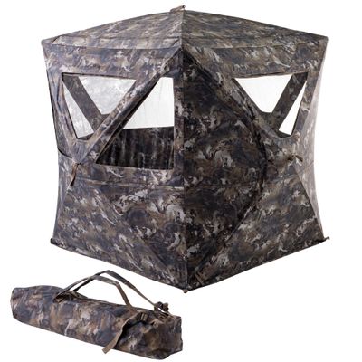 Rig'Em Right Waterfowl HydeOut Blind, Compact Two-Hub Turkey and Deer Hunting Blind, Camo Concealment and High Wind Stability, Gore Optifade Timber