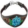 Showman Blue Flower & Cheetah Inlay Leather Wither Strap view 1