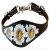 Showman White Poppy Flower Design Leather Wither Strap view 1