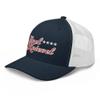 Evel Knievel Vintage Design Trucker Cap - Navy and White with red Stitching and mesh Back. view 4