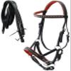 CHALLENGER Horse Western Horse Western English Leather Bitless Sidepull Bridle Reins Orange 7708OR-F view 1
