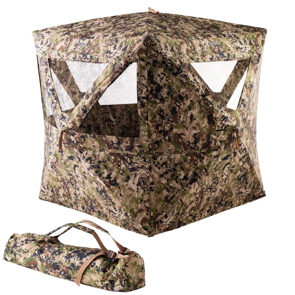 Rig'Em Right Waterfowl HydeOut XL Blind, Compact Two-Hub Turkey and Deer Hunting Blind, Camo Concealment and High Wind Stability, Gore Optifade Subalpine