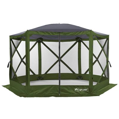 Lightspeed Outdoors Pop-Up 6-Sided Screen Shelter, Camping Gazebo, Green