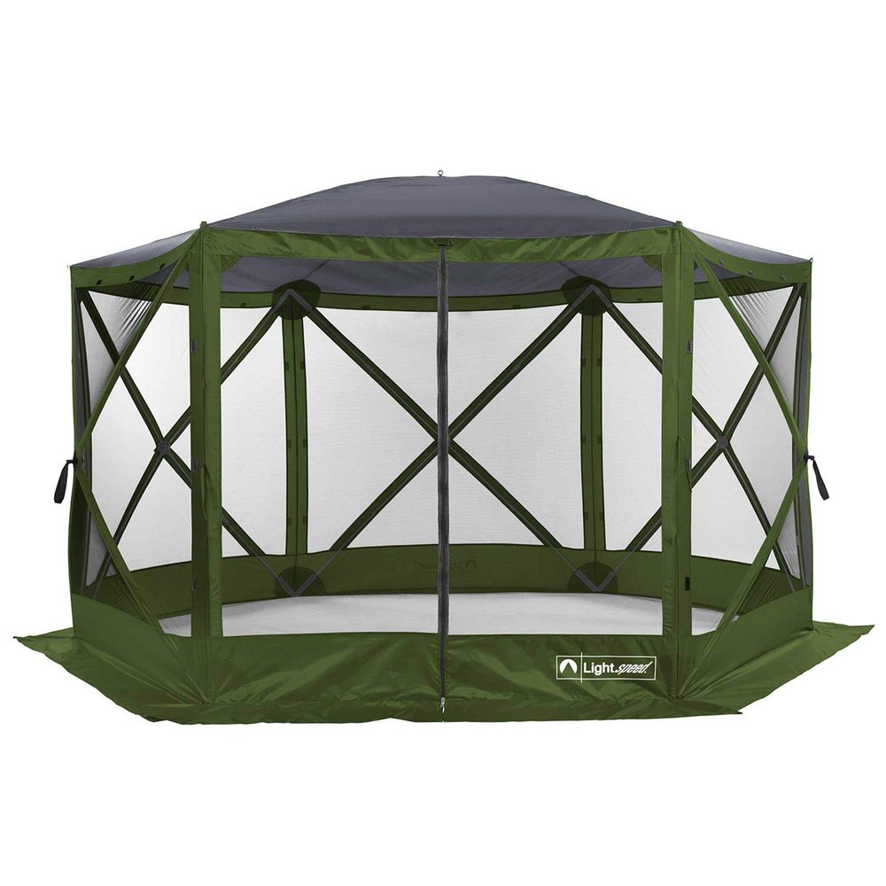 Lightspeed Outdoors Pop-Up 6-Sided Screen Shelter, Camping Gazebo, Green
