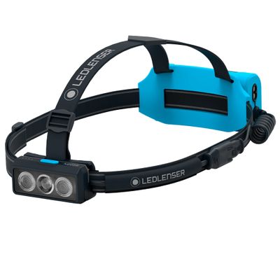 Ledlenser NEO9R LED headlamp Trail Running, Running lamp, Bright, 1200 lumens, Rechargeable, red Rear Light, Chest Strap, Reflective Headband (Blue)