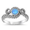 Fun Octopus Blue Simulated Opal Classic Ring New .925 Sterling Silver Band Size 8 view 1