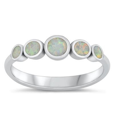 Cute Round White Simulated Opal Fashion Ring New .925 Sterling Silver Band Size 6