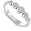 Cute Round White Simulated Opal Fashion Ring New .925 Sterling Silver Band Size 6 view 2