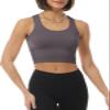 MixMatchy Women's Workout Crop Tank Tops Racerback Running Yoga Tanks Cotton Sleeveless Gym Shirts 3 Pack - Black/White/Ash Grey L view 2
