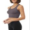 MixMatchy Women's Workout Crop Tank Tops Racerback Running Yoga Tanks Cotton Sleeveless Gym Shirts 3 Pack - Black/White/Ash Grey L view 4