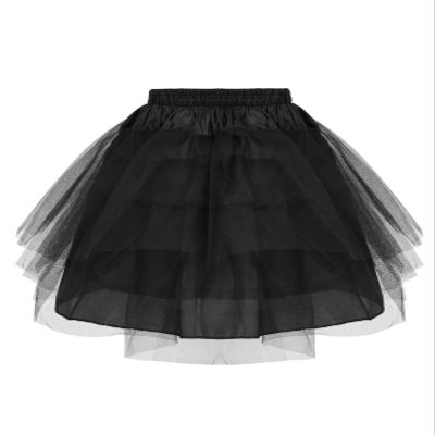 Huimingda Kids Girls Petticoat Tutu Skirt 3 Layers Net Underskirt Crinoline for Flower Girls Wedding Dress Black One Size