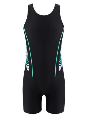 Manyakai Kids Girls One Piece Swimsuit Sleeveless Rash Guards Bathing Suit Sports Swimwear Shorty Wetsuit Pink Lily&Black 10 Years