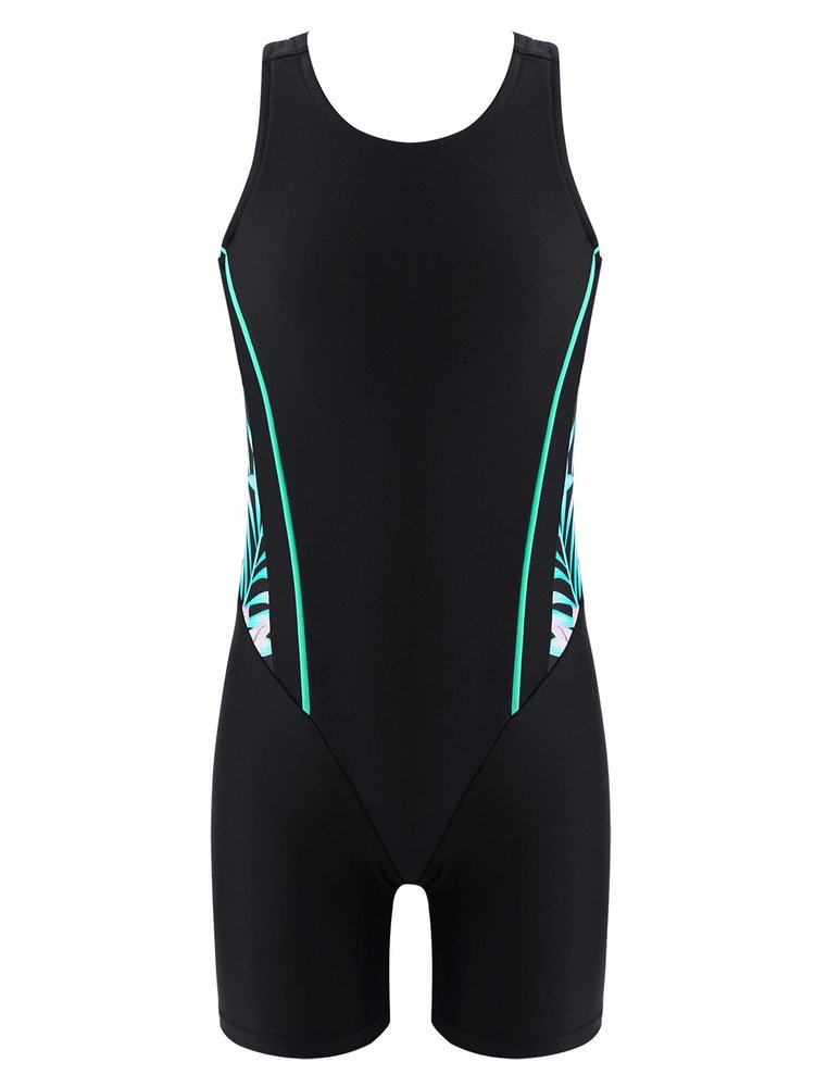 Manyakai Kids Girls One Piece Swimsuit Sleeveless Rash Guards Bathing Suit Sports Swimwear Shorty Wetsuit Pink Lily&Black 10 Years
