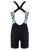 Manyakai Kids Girls One Piece Swimsuit Sleeveless Rash Guards Bathing Suit Sports Swimwear Shorty Wetsuit Pink Lily&Black 10 Years view 3