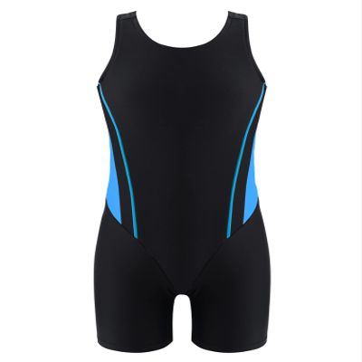 Manyakai Kids Girls One Piece Swimsuit Sleeveless Rash Guards Bathing Suit Sports Swimwear Shorty Wetsuit Blue&Black 16 Years