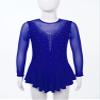 Aislor Girls Figure Roller Ice Skating Dress Long Sleeve Skirted Keyhole Back Leotards Bodysuit Ballerina Dance Dress V6_Royal Blue 10 Years view 3
