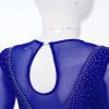 Aislor Girls Figure Roller Ice Skating Dress Long Sleeve Skirted Keyhole Back Leotards Bodysuit Ballerina Dance Dress V6_Royal Blue 10 Years view 4