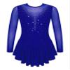 Aislor Girls Figure Roller Ice Skating Dress Long Sleeve Skirted Keyhole Back Leotards Bodysuit Ballerina Dance Dress V6_Royal Blue 12 Years view 1