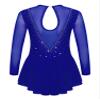 Aislor Girls Figure Roller Ice Skating Dress Long Sleeve Skirted Keyhole Back Leotards Bodysuit Ballerina Dance Dress V6_Royal Blue 12 Years view 2