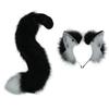 VIGVAN Animal Cosplay Ears and Tails - Wolf, Fox, Cat, Raccoon (Black White Ear Tail) view 1