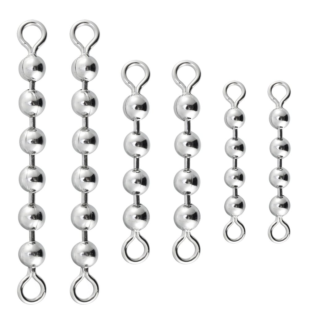 Alwonder 50 Pack Fishing Bead Chain Swivels, Catfish Stainless Steel Fishing Balls Chain Swivels, Catfish Tackle Catfishing Equipment Rig Gear Freshwater Saltwater, 4 Beads-3/16