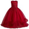 Flower Girl Tulle Dress Vintage Embroidery Beads Dress Sleeveless Applique Poofy Dresses Birthday First Communion Pageant Formal Party Wedding Prom Full Length Gown Red-Puffy 6-7 Years view 3