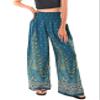 Orient Trail Open Ankle Wide Leg Harem Pants with Pocket - Yoga Flowy Pants for Women Flared Bottom Small Peacock Teal view 1