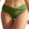 SHEKINI Women's Cheeky Swimsuit Twist Front Bikini Bottoms Ruched Swim Bottoms (Greenery, Medium) view 1