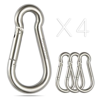 sprookber Stainless Steel Carabiner Spring Snap Hook - 304 Stainless Steel Heavy Duty Clips, Set of 4 (4 Inch)