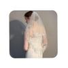 Aularso 2Tier Lace Wedding Veil Floral Bridal Veil Short White Veils Sparkle Wedding Veil for Brides (White) view 1