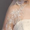 Aularso 2Tier Lace Wedding Veil Floral Bridal Veil Short White Veils Sparkle Wedding Veil for Brides (White) view 2