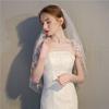 Aularso 2Tier Lace Wedding Veil Floral Bridal Veil Short White Veils Sparkle Wedding Veil for Brides (White) view 4