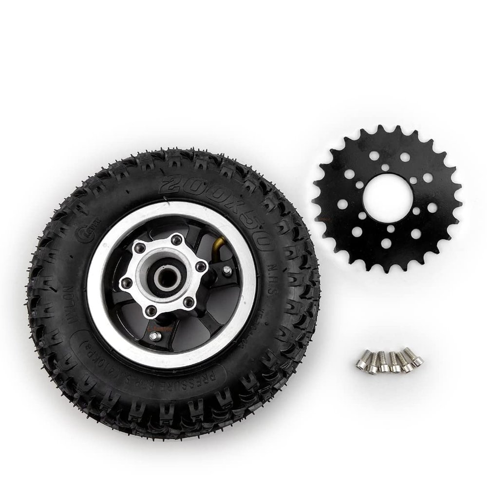 L-faster 8-Inch Scooter Air Wheel with 25 Teeth Chain Gear Compatible with Bicycle Chain 200x50 Wheel for Electric Cart Conversion Kit