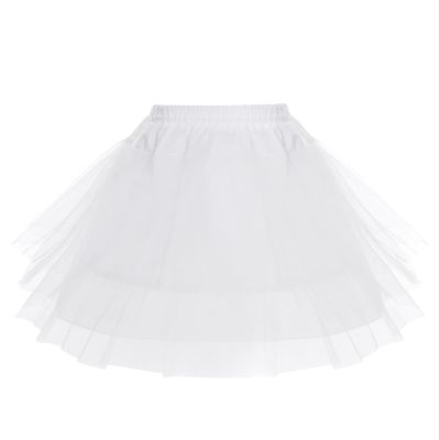 Huimingda Kids Girls Petticoat Tutu Skirt 3 Layers Net Underskirt Crinoline for Flower Girls Wedding Dress White One Size
