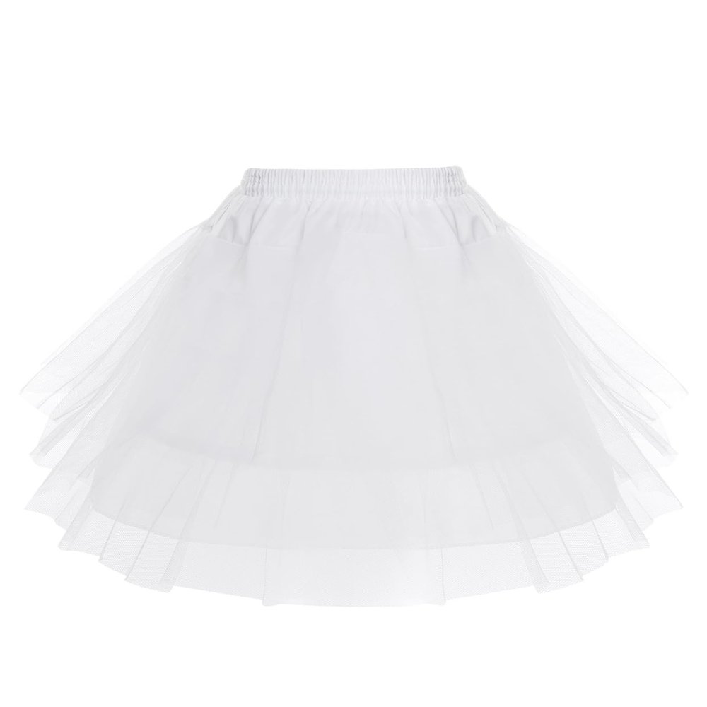 Huimingda Kids Girls Petticoat Tutu Skirt 3 Layers Net Underskirt Crinoline for Flower Girls Wedding Dress White One Size