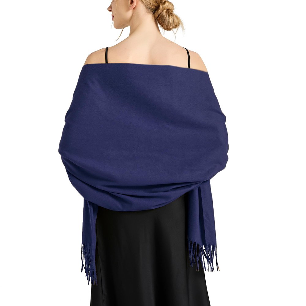 Ciormis Pashmina Shawl and Wraps for women, Wedding Pashmina Scarfs Navy Blue Solid Scarves and Shawls(Navy Blue)