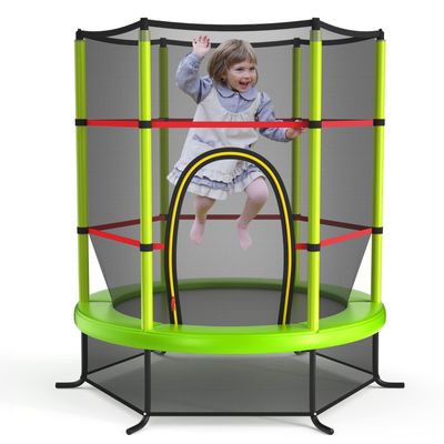 Giantex Mini Kids Trampoline with Safety Enclosure Net, No-Gap Safe Design, Easy to Assemble 4.6 Ft Outdoor Indoor Small Toddler Trampoline