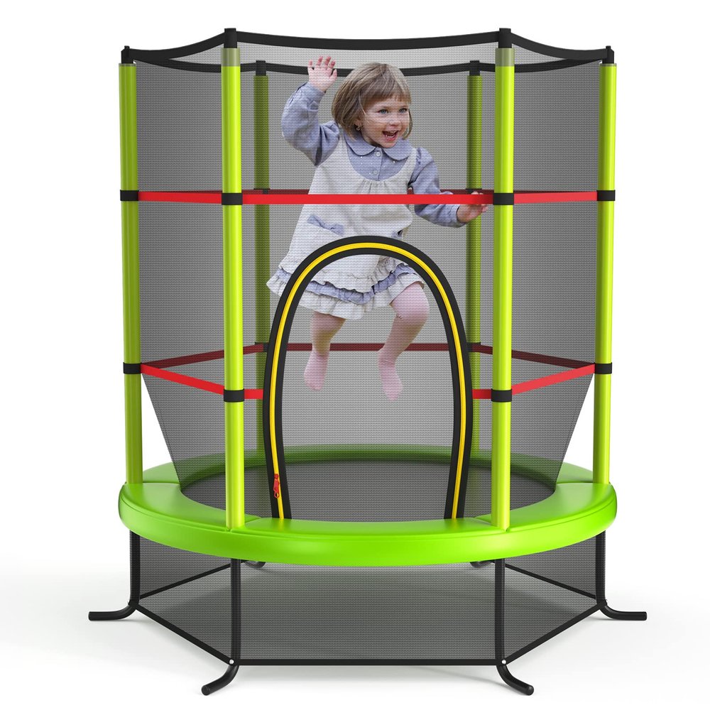 Giantex Mini Kids Trampoline with Safety Enclosure Net, No-Gap Safe Design, Easy to Assemble 4.6 Ft Outdoor Indoor Small Toddler Trampoline