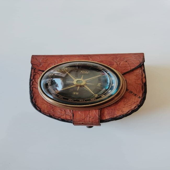 Nautical Compass Brass Paper Weight Compass Magnifying Glass Collectible Tabletop Item by Unique Nautical Store