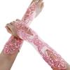IPENNY Flower Girl Lace Wedding Wrist Long Gloves, Satin Fingerless Dress Gloves with Beaded Sequins for Formal Pageant Ages 8 to 15 Years view 2