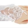 IPENNY Flower Girl Lace Wedding Wrist Long Gloves, Satin Fingerless Dress Gloves with Beaded Sequins for Formal Pageant Ages 8 to 15 Years view 4