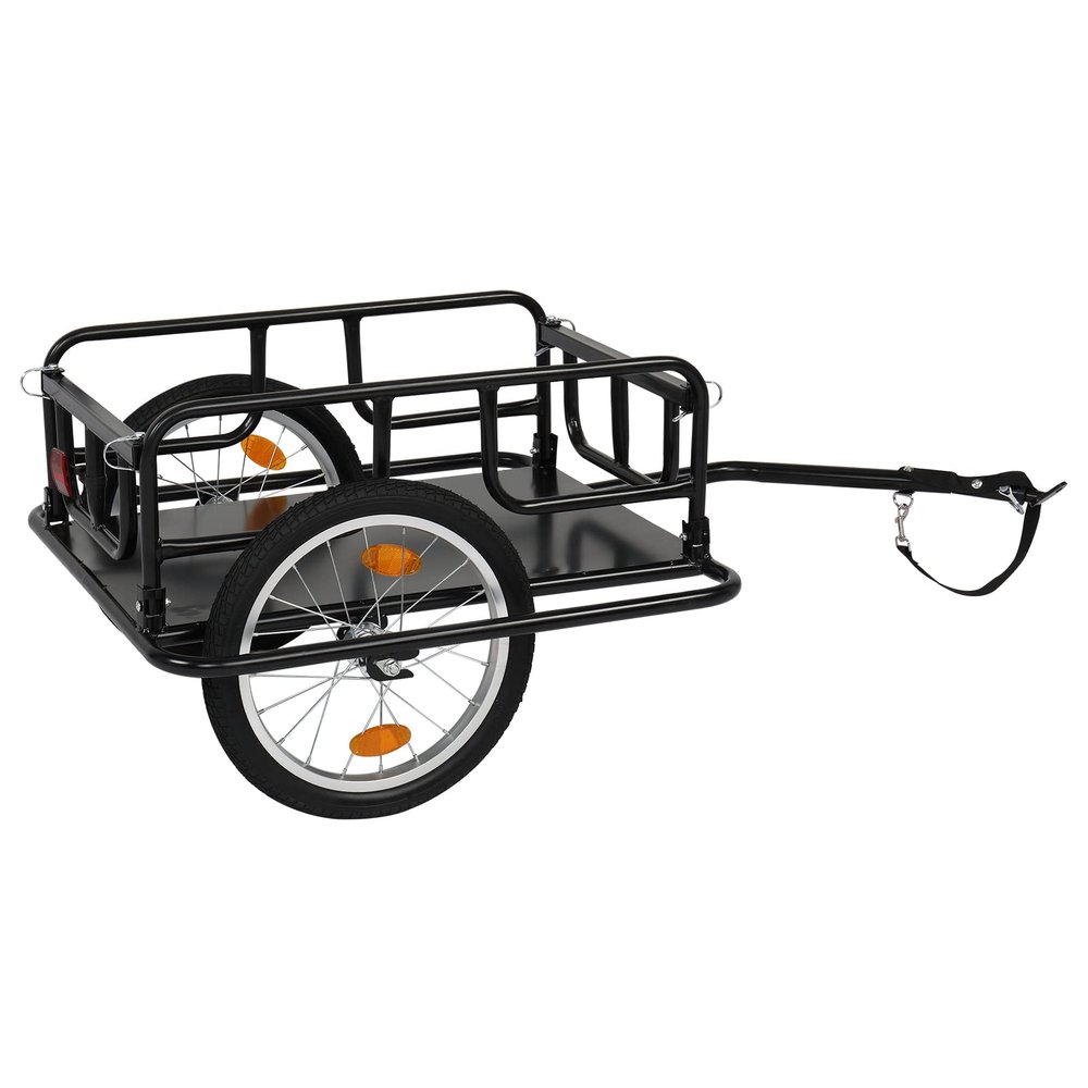 PEXMOR Foldable Bike Cargo Trailer with Universal Bike Hitch, Bicycle Wagon Trailer with 16" Wheels & Reflectors, Large Loading Bike Trailer Storage Cart