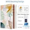 Hsxnam Passport and Vaccine Card Holder, Green Leaves, Leather, Slim, RFID Shielding, Boho Style view 4