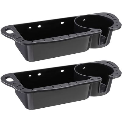 KEMIMOTO Boat Seat Cup Holder for Marine B100 B200, ABS Plastic Boat Caddy Organizer with Drainage & Reserved Installation Holes, Boating Cabin Storage Fishing Accessories Caddy, 2Pcs, Black